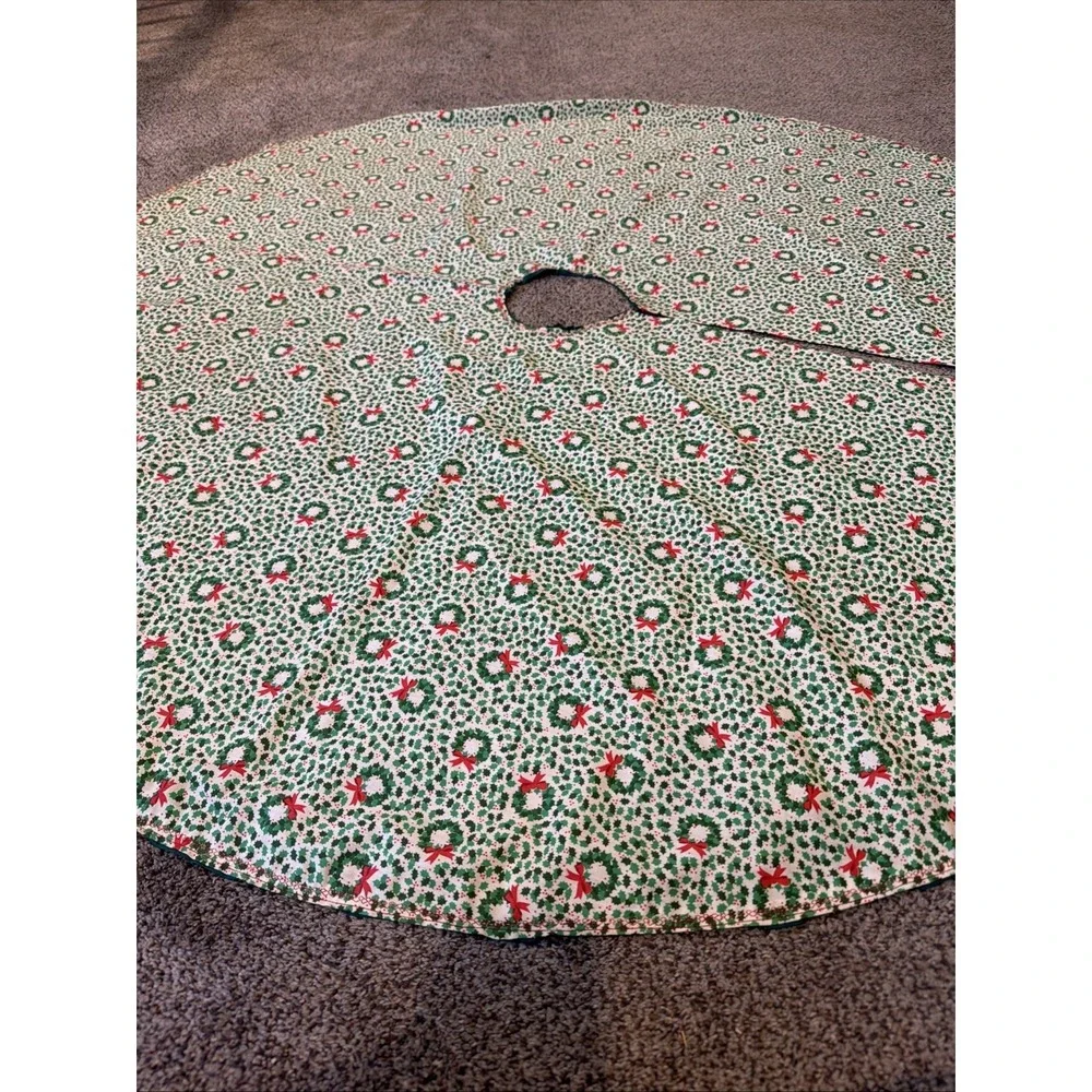 Vtg Christmas‎ Tree Skirt Wreath Pattern 51
